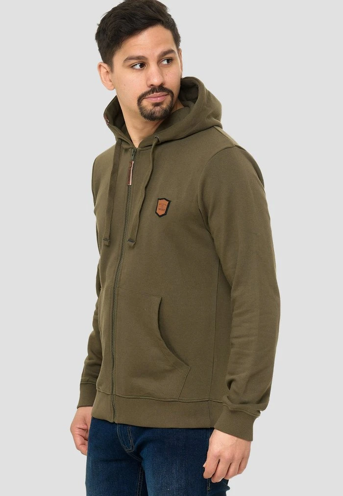 Meilleure affaire ✔️ INDICODE 🎉 JEANS Sweat à Capuche Zippé - Army ❤️ – Image 4