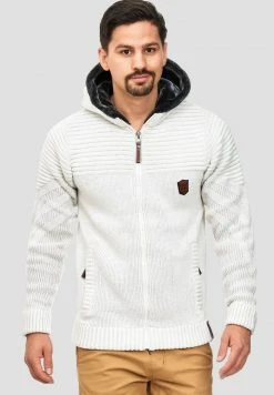 Sortie 😉 INDICODE JEANS Sweat à Capuche Zippé - Off-white 🎁