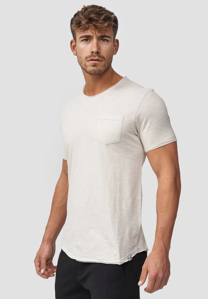 Tout neuf ⭐ INDICODE ❤️ JEANS WILBUR - T-shirt Imprimé - Mottled Beige 🎁