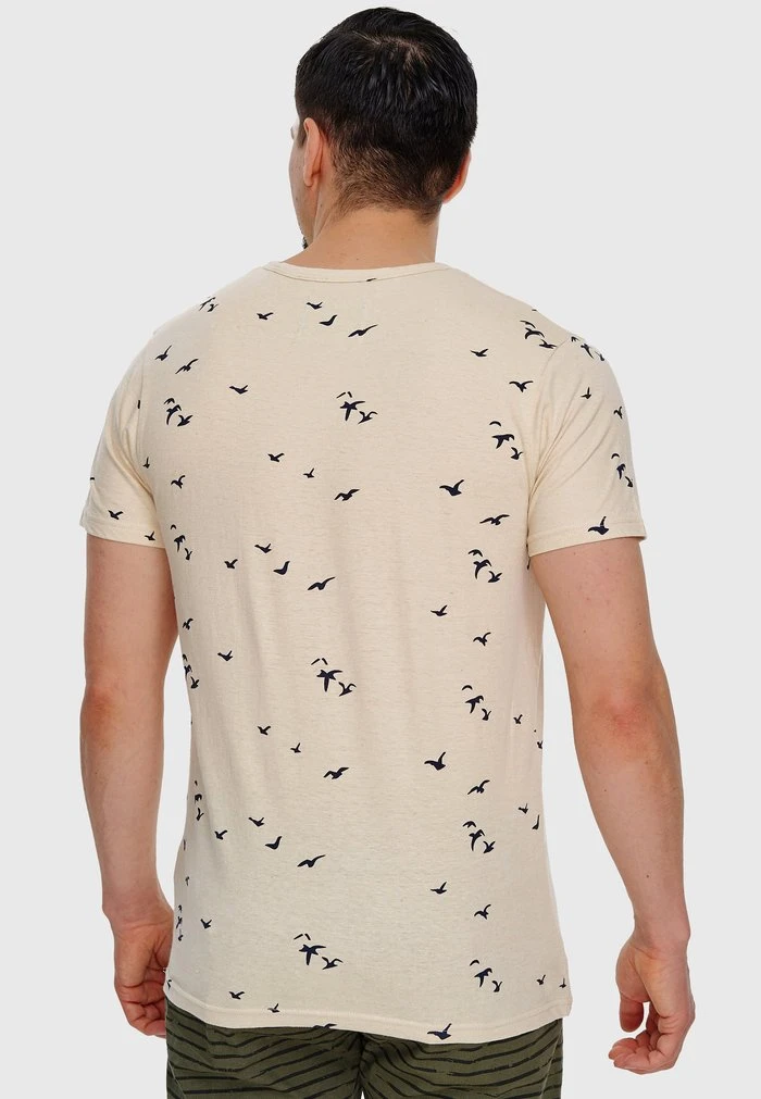 Meilleur prix 😀 INDICODE JEANS MCFARLAND - T-shirt Imprimé - Ecru Mix 💯 – Image 3