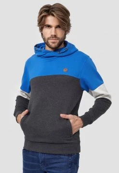 Grosses soldes 👏 INDICODE JEANS OLSON - Sweat à Capuche - Baleine Blue 🌟