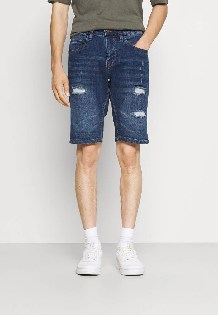 Meilleure affaire đ INDICODE JEANS KADEN HOLES - Short En Jean - Medium Indigo đ