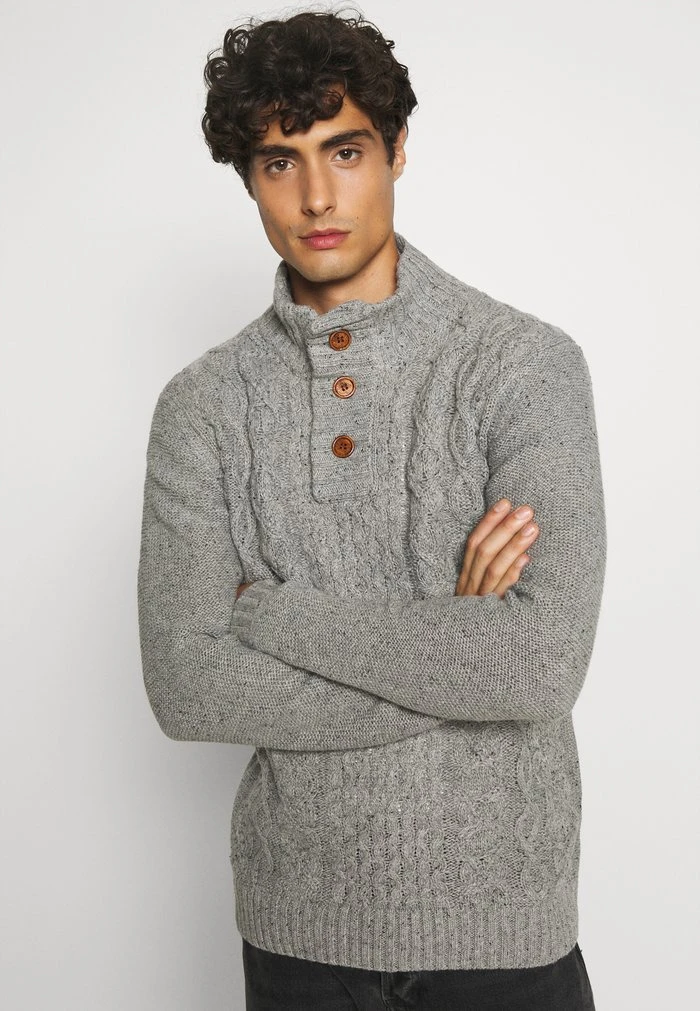 Bon marché 👏 INDICODE 🔥 JEANS RICH - Pullover - Light Grey Melange ⭐ – Image 4