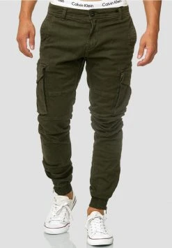 Budget 😉 INDICODE 😉 JEANS ALEX - Pantalon Cargo - Dark Green ✔️