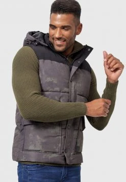 Grosses soldes 🤩 INDICODE JEANS Veste Sans Manches - Army ⭐