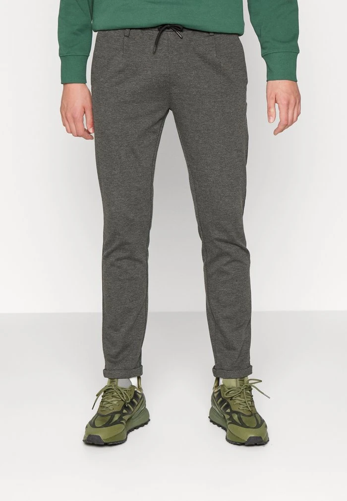 Budget đ INDICODE JEANS EBERLEIN WITH ROLLED UP - Pantalon Classique - Charcoal Mix đ