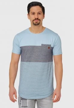 De gros 😀 INDICODE JEANS PORTER - T-shirt Imprimé - Blue Wave 🛒