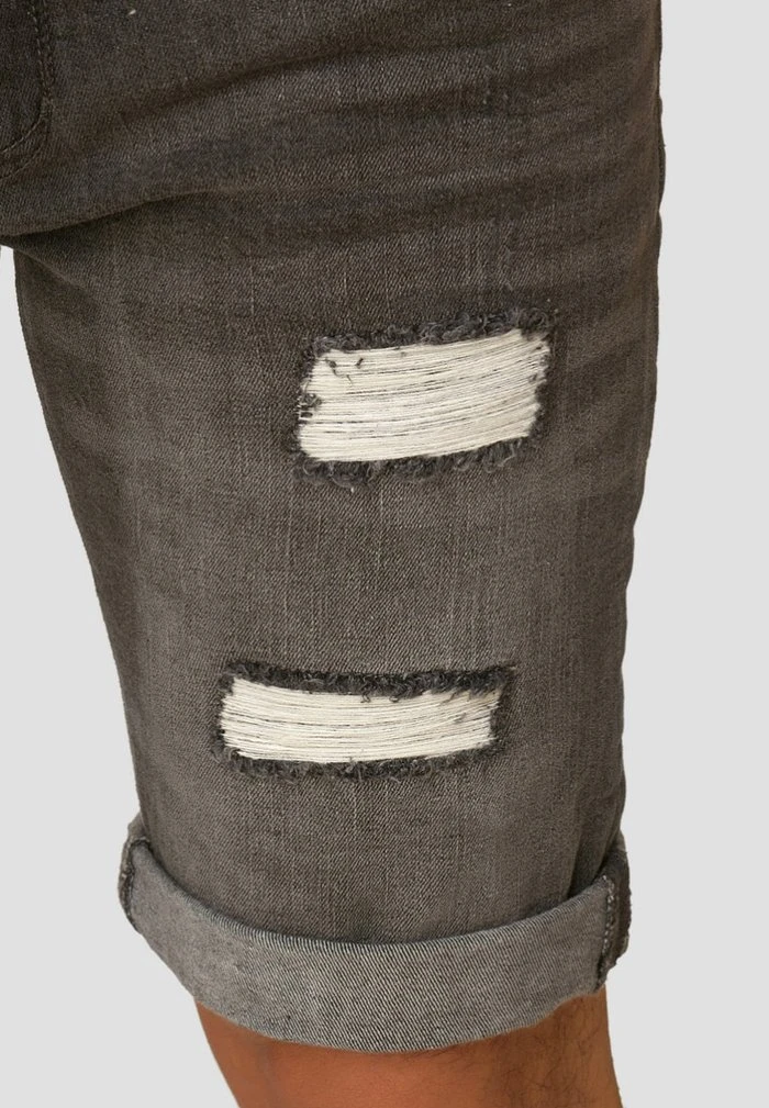 Remise ✨ INDICODE 😀 JEANS CUBA CADEN - Short En Jean - Dark Grey 👍 – Image 4