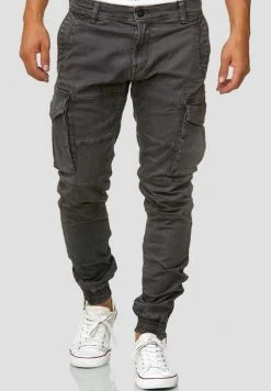 Meilleur prix â INDICODE đ JEANS ALEX - Pantalon Cargo - Dark Grey đ