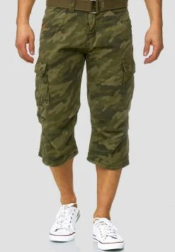 Nouveau 🌟 INDICODE JEANS MIT GÜRTEL NICOLAS - Short - Mottled Dark Green 🥰