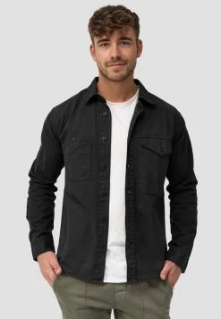 Meilleure vente ⌛ INDICODE 🛒 JEANS LANGARM - Chemise - Black 🧨