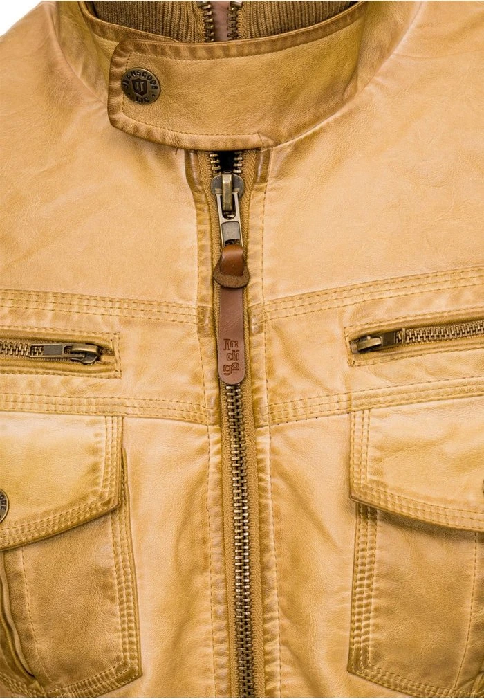 Remise ✔️ INDICODE ⭐ JEANS INCO - Veste En Similicuir - Beige 😀 – Image 4