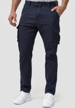 Budget 🛒 INDICODE JEANS MATHEN - Pantalon Cargo - Navy 🎁
