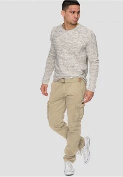 Sortie ⭐ INDICODE JEANS WILLIAM - Pantalon Cargo - Beige 🤩