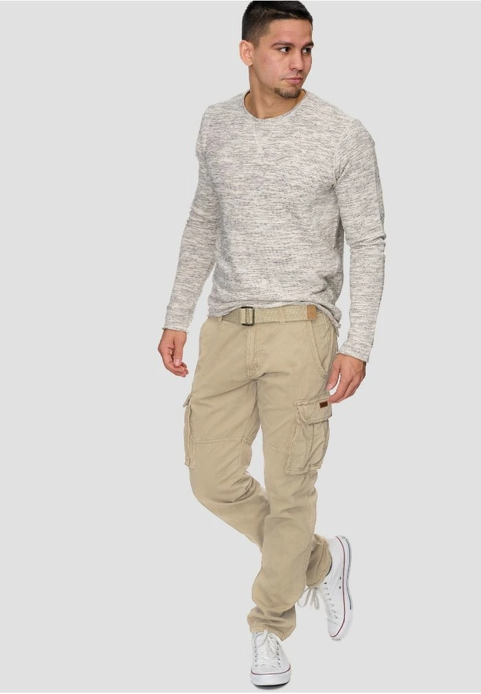 Sortie ⭐ INDICODE JEANS WILLIAM - Pantalon Cargo - Beige 🤩