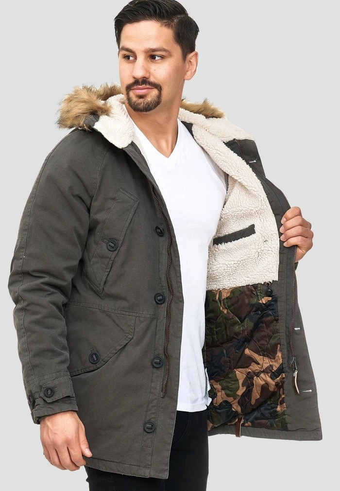 De gros 🤩 INDICODE 🧨 JEANS Veste D'hiver - Anthracite ⌛ – Image 4