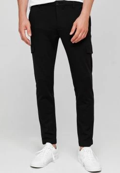Remise 😀 INDICODE JEANS SUPER STRETCH ECKHART - Pantalon Cargo - Black 😍