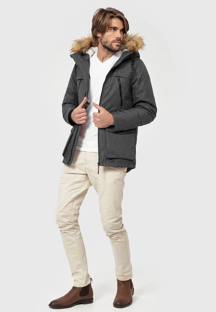 Budget 🌟 INDICODE JEANS Parka - Charcoal Mix 🔔 – Image 2