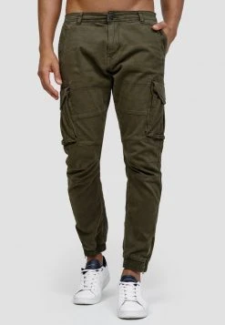Nouveau 🤩 INDICODE JEANS HAWKINS - Pantalon Cargo - Forest 🤩