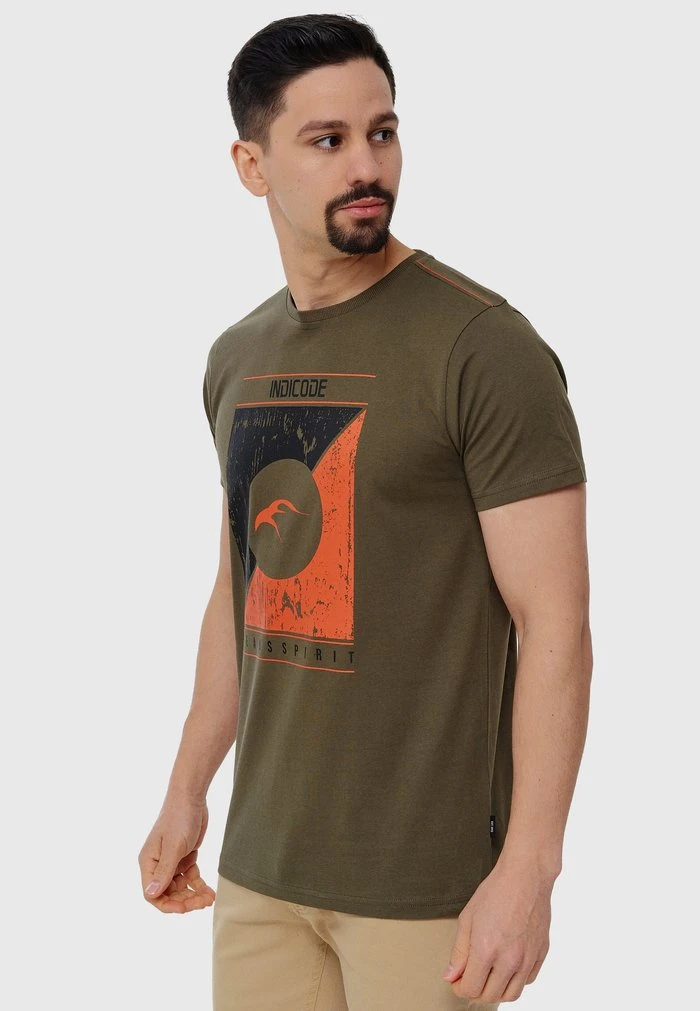 Nouveau ❤️ INDICODE 🎁 JEANS T-shirt Imprimé - Army ✔️ – Image 4