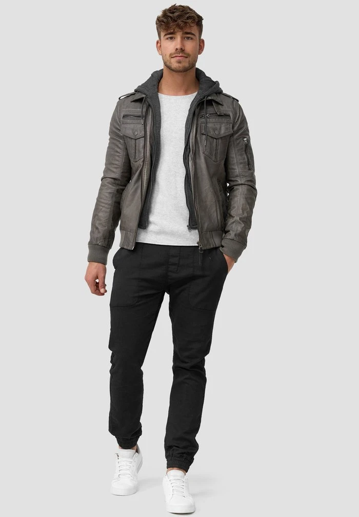 Sortie ⌛ INDICODE JEANS AARON - Veste En Similicuir - Dark Grey 🔔