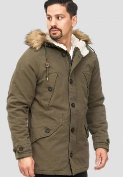 Promo 😀 INDICODE 😍 JEANS Veste D'hiver - Dark Green ❤️