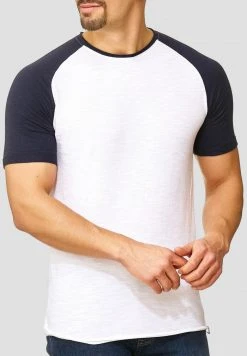 Vente flash ⭐ INDICODE 🧨 JEANS WILBUR - T-shirt Imprimé - White/navy ⌛