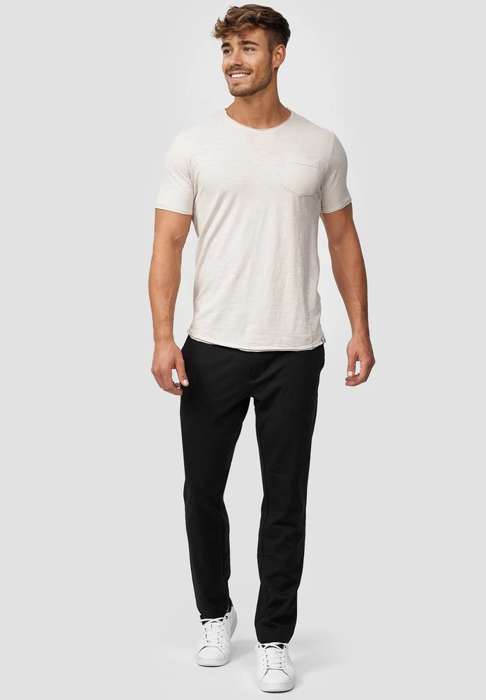 Tout neuf ⭐ INDICODE ❤️ JEANS WILBUR - T-shirt Imprimé - Mottled Beige 🎁 – Image 2