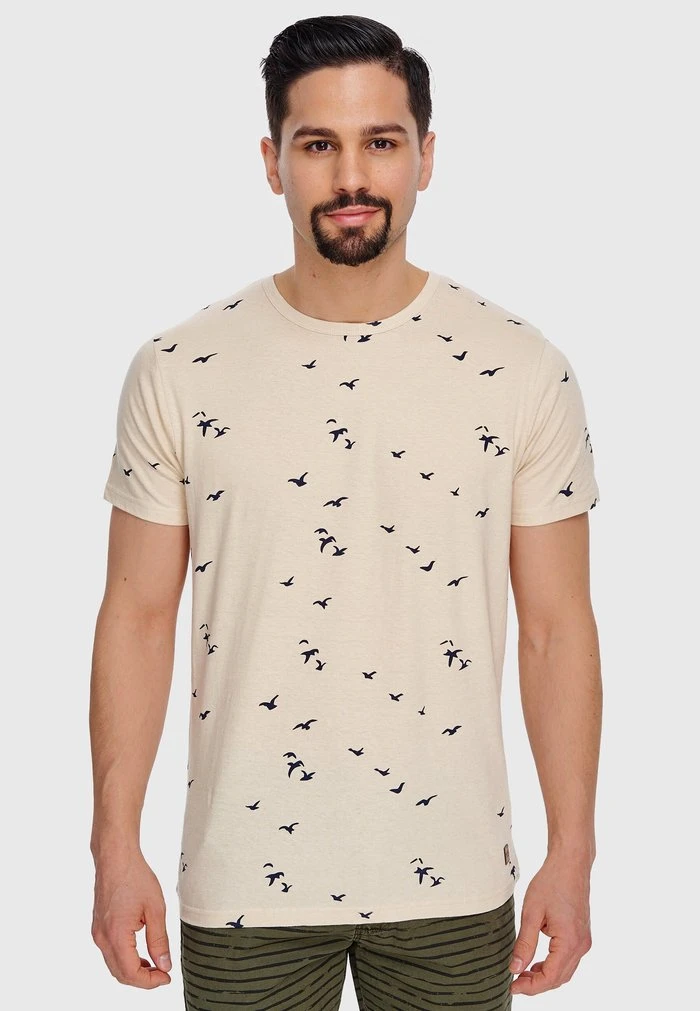 Meilleur prix 😀 INDICODE JEANS MCFARLAND - T-shirt Imprimé - Ecru Mix 💯