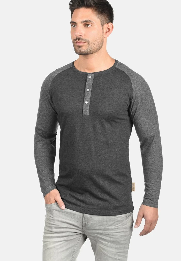 Tout neuf 🔥 INDICODE JEANS IDWINSTON - T-shirt à Manches Longues - Charcoal 😉