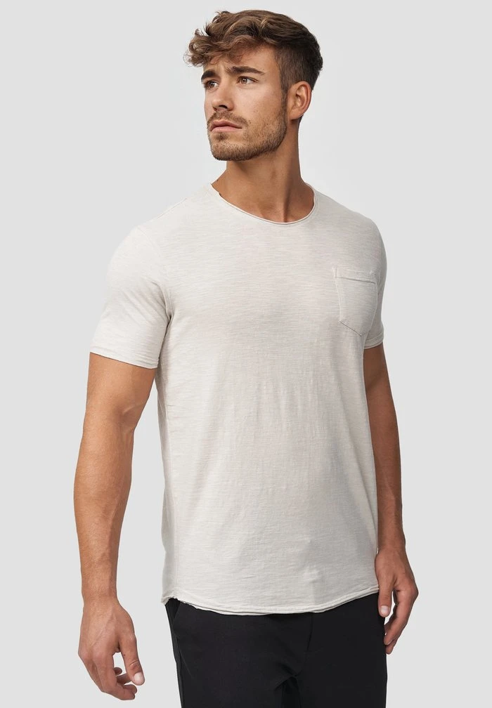 Tout neuf ⭐ INDICODE ❤️ JEANS WILBUR - T-shirt Imprimé - Mottled Beige 🎁 – Image 4