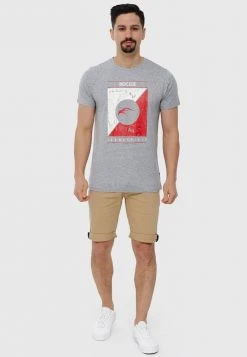 Remise ⭐ INDICODE ⭐ JEANS T-shirt Imprimé - Grey Mix 💯