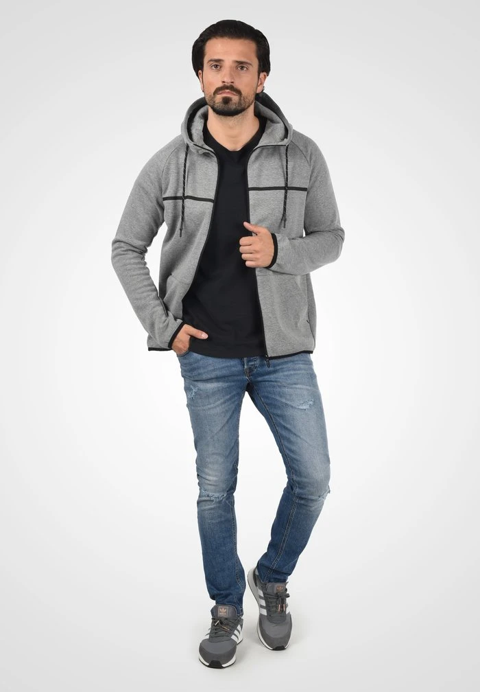 Meilleure vente ⌛ INDICODE 🥰 JEANS IDNAGAGAMI - Sweat à Capuche Zippé - Grey Mix 👍 – Image 4