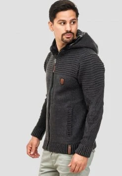 Bon marché ⭐ INDICODE JEANS Sweat à Capuche Zippé - Anthracite 👍