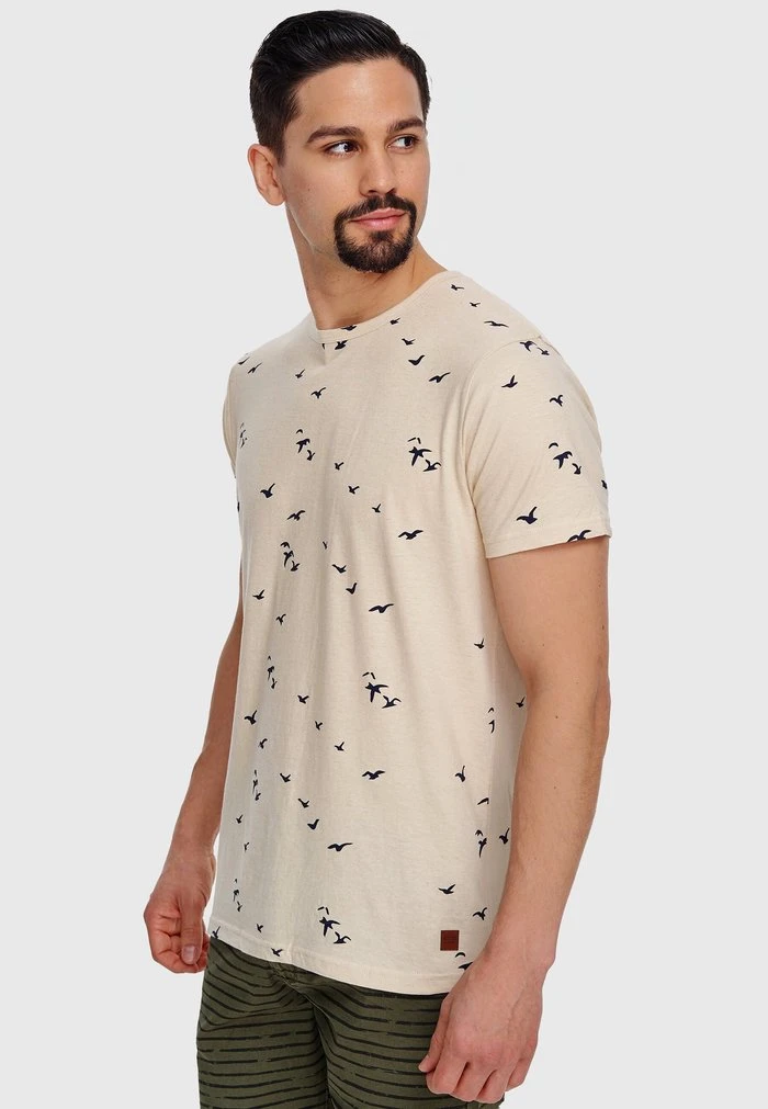 Meilleur prix 😀 INDICODE JEANS MCFARLAND - T-shirt Imprimé - Ecru Mix 💯 – Image 4