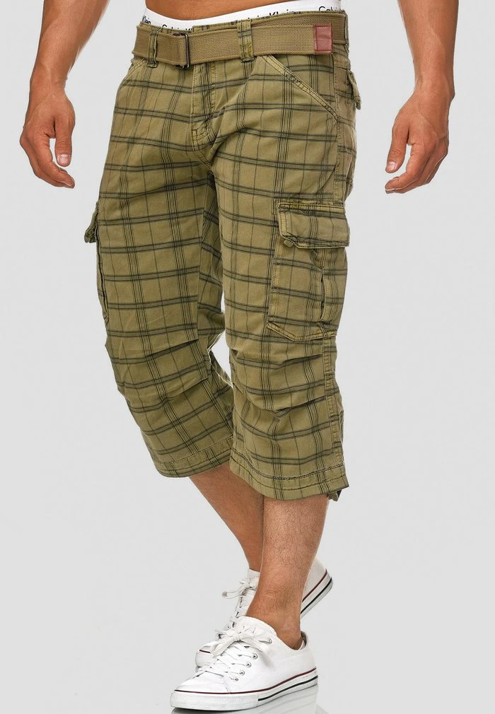 Bon marché ✨ INDICODE JEANS MIT GÜRTEL NICOLAS - Short - Dired Herb ✔️ – Image 4