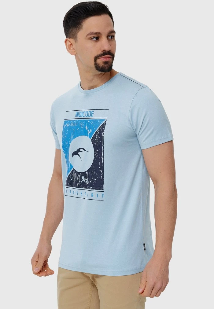 Acheter ⌛ INDICODE ❤️ JEANS T-shirt Imprimé - Blue Wave 👍 – Image 6