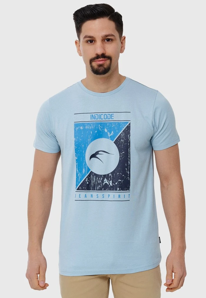 Acheter ⌛ INDICODE ❤️ JEANS T-shirt Imprimé - Blue Wave 👍 – Image 5
