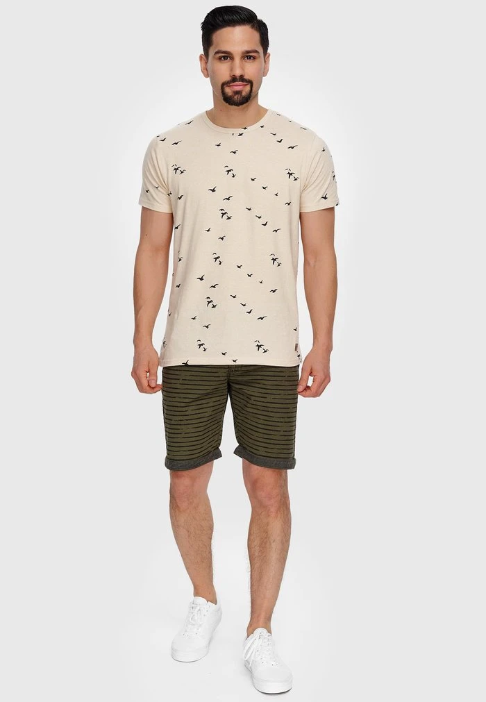 Meilleur prix 😀 INDICODE JEANS MCFARLAND - T-shirt Imprimé - Ecru Mix 💯 – Image 2