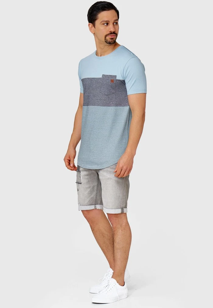 De gros 😀 INDICODE JEANS PORTER - T-shirt Imprimé - Blue Wave 🛒 – Image 7