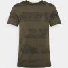 Promo 👍 INDICODE JEANS ALLEN - T-shirt Imprimé - Army 🛒