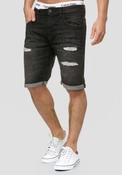 Sortie âïž INDICODE JEANS CUBA CADEN - Short En Jean - Black đ