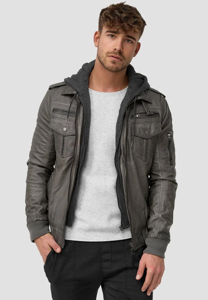 Sortie ⌛ INDICODE JEANS AARON - Veste En Similicuir - Dark Grey 🔔 – Image 2