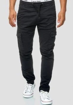 Nouveau 😀 INDICODE JEANS BROADWICK - Pantalon Cargo - Black 💯