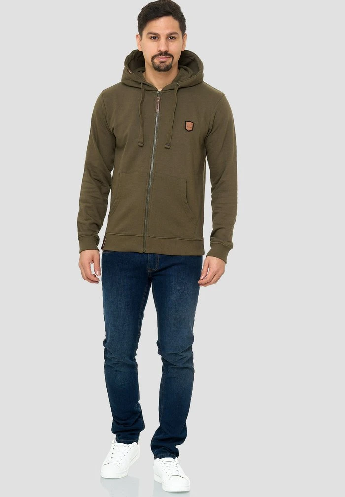 Meilleure affaire ✔️ INDICODE 🎉 JEANS Sweat à Capuche Zippé - Army ❤️ – Image 2