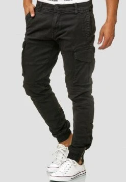 Remise 😍 INDICODE JEANS ALEX - Pantalon Cargo - Black ✨